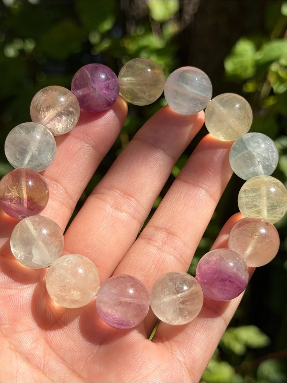 15mm Multi-Color Fluorite Bead Stretch Bracelet 2219